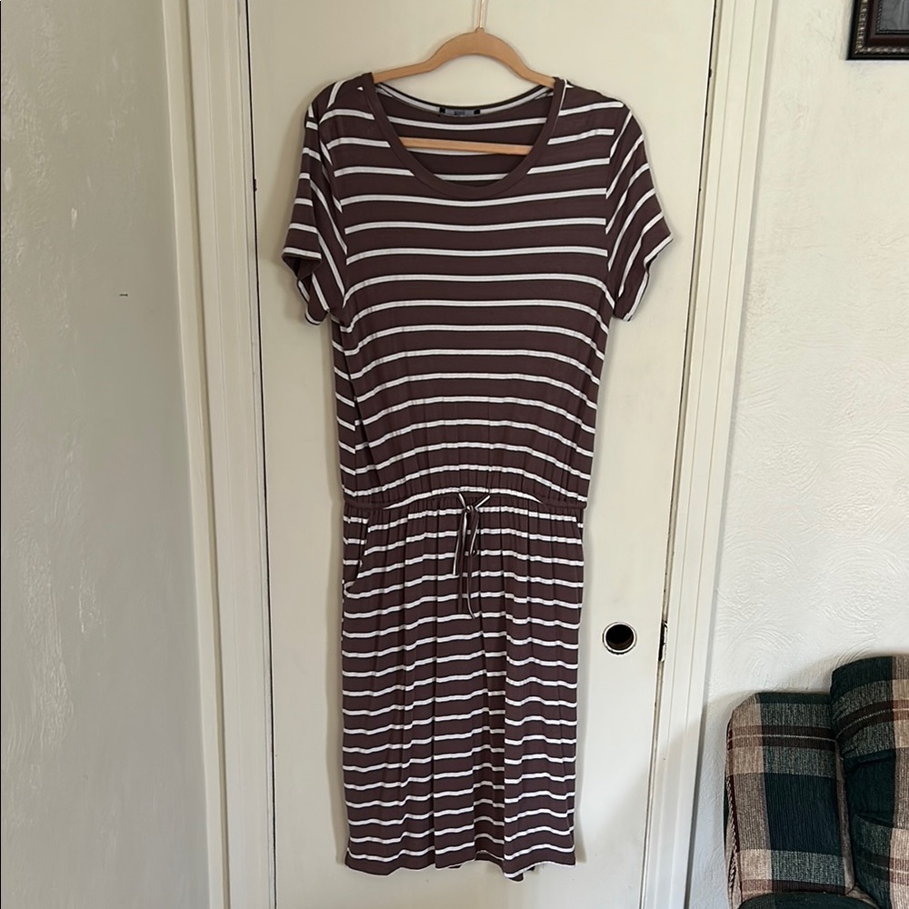 Brown Striped Casual Dress